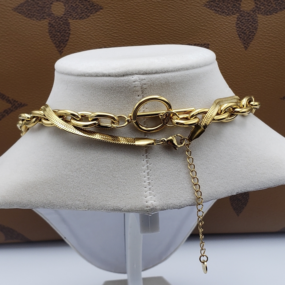 18k Gold Plated Stainless Steel Chain W/ Authentic Louis Vuitton Padlock Pendant - Picture 13 of 15